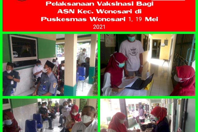 Pelaksanaan vaksinasi bagi ASN Kec. Wonosari di Puskesmas Wonosari 1, 19 Mei 2021
